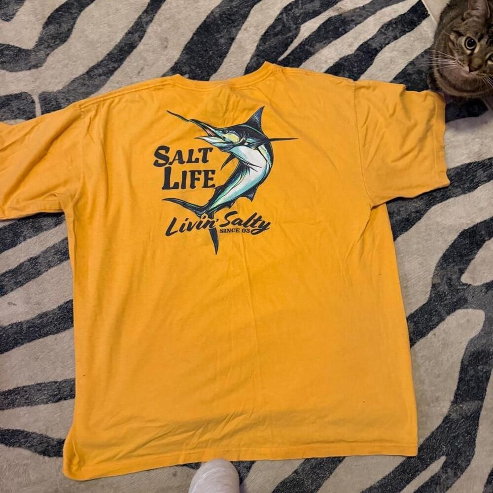 Salt-life Men's Yellow and Orange T-shirt